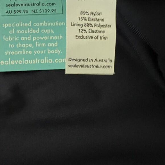 Sea Level Australia NWT Twist Front One Piece Swimsuit Navy Blue Sz 4 Ruched - Picture 5 of 6